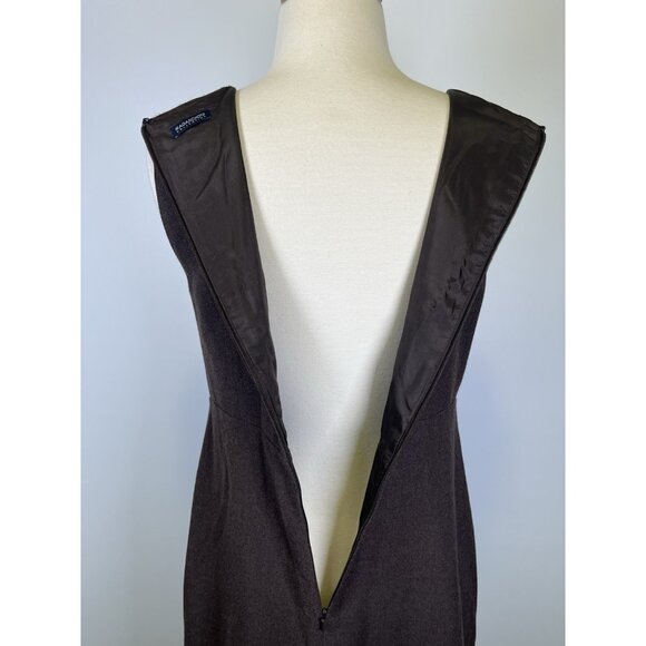 Magaschoni Collection Wool Cashmere Y2K Shift Dress Brown Size 6/8 S/M Office - Picture 7 of 9